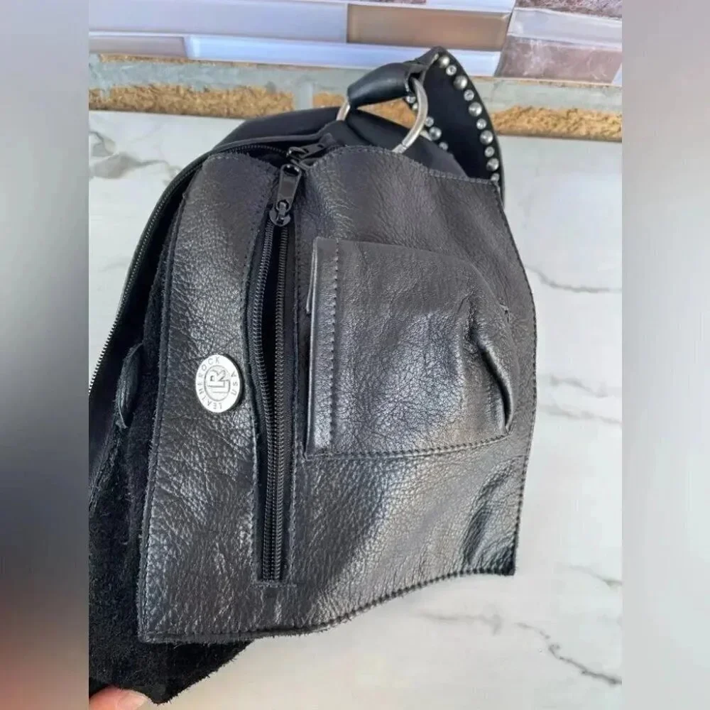 Leather rock usa black leather bag